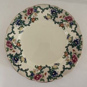 Vintage Royal Cauldon Victoria  Salad Plate England Peonies 22kt Gold Edge